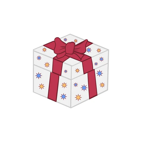 Gift box with bow isolated illustration on a white background in cartoon style. Element for design. — Stock Vector