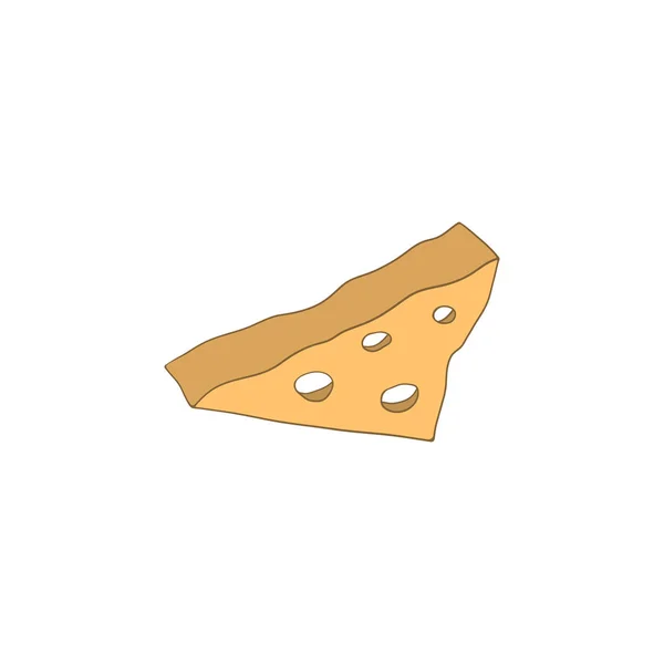 Pedaço de queijo com buracos ilustração isolada em um fundo branco em estilo cartoon. Elemento para design . — Vetor de Stock