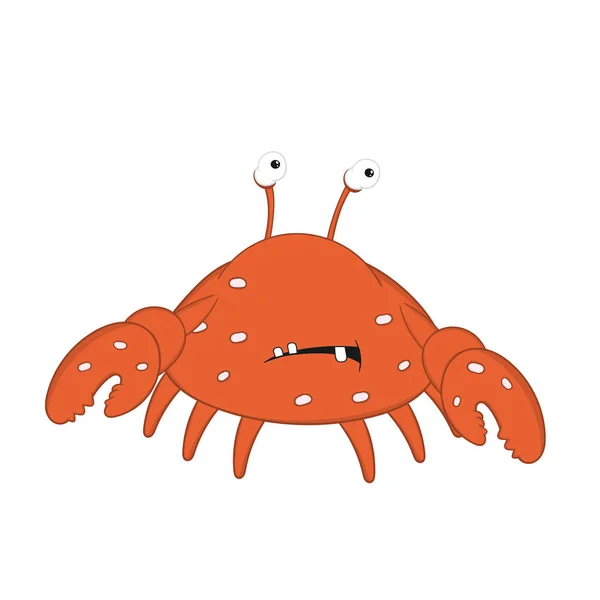 Funny cartoon crab with bulging eyes and big claws thought. — Stock Vector