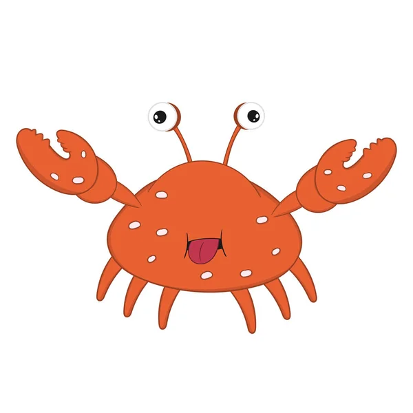 Rolig tecknad krabba med utbuktande ögon och stora retar och visar tungan. — Stock vektor