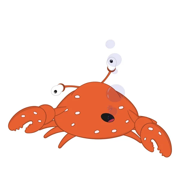 Lustige Cartoon-Krabbe mit prallen Augen und großen Krallen stürzte und verlor das Bewusstsein. — Stockvektor
