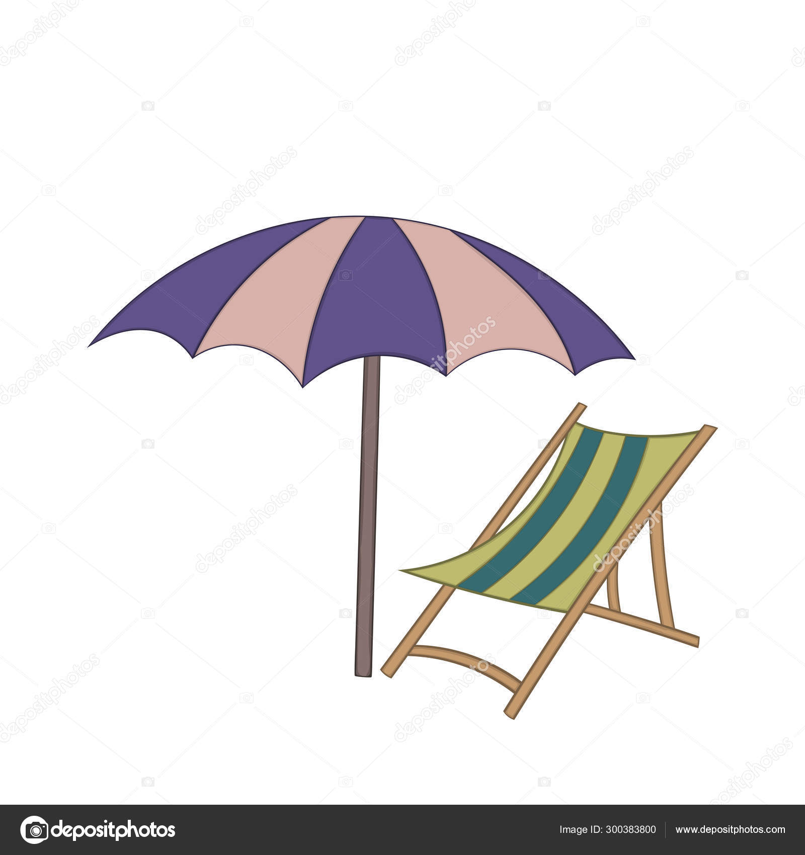 Beach Chair And Umbrella Isolated Illustration On A White Background In Cartoon Style Design Element Stock Vector C Glukoejik Gmail Com 300383800