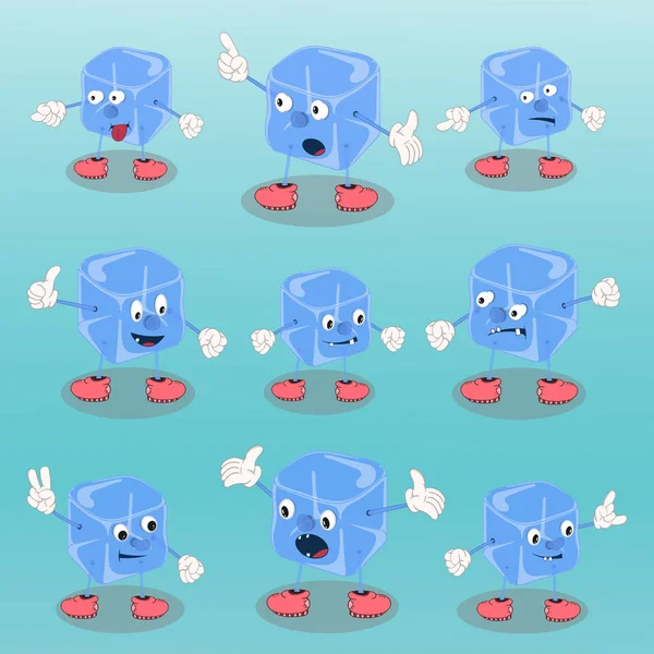 kartların, takvimlerin, posterlerin tasarımı için renkli bir arka plan üzerinde vektör çizgi film karakterleri buz küpü kümesi.