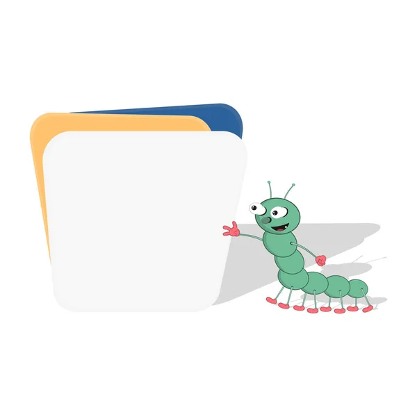 Marco para texto y notas de tarjetas de colores con el personaje de dibujos animados oruga. Vector para banners sobre diferentes temas . — Archivo Imágenes Vectoriales