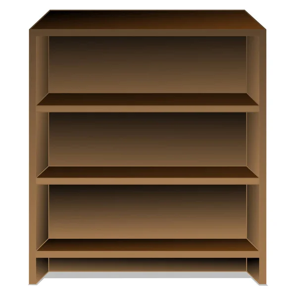 Armário de madeira com prateleiras para armazenamento. Ilustração vetorial. Isolar em um fundo branco . — Vetor de Stock
