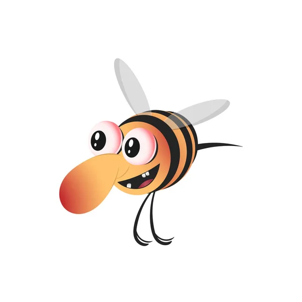 Little cartoon big-eyed bee with a big nose. Vector illustration. Isolate on a white background. — Stock Vector