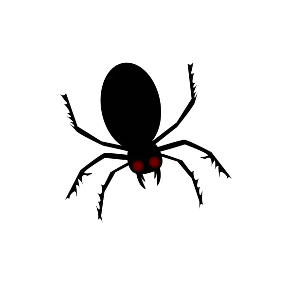 Black scary red-eyed spider. Vector illustration. Isolate on a white background. — Stock Vector