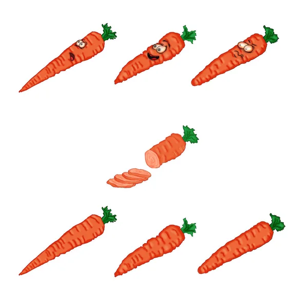 Морковный Набор Иллюстрация Белом Фоне — стоковое фото