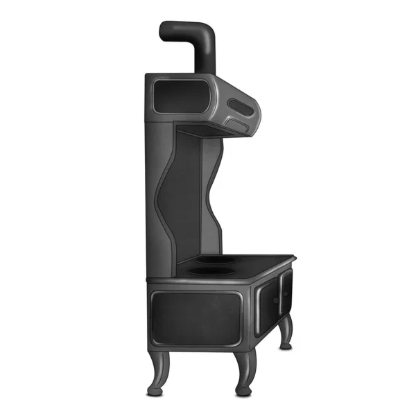 Antika fırınlı demir soba. Beyaz bir arkaplanda resim..