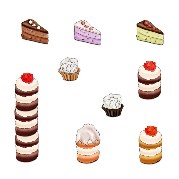 Çok renkli lezzetli pastalar ve kekler...