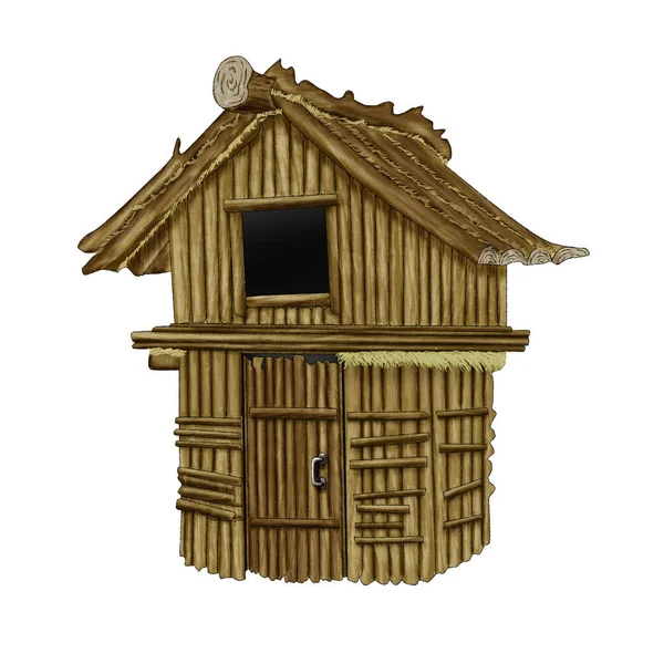 Wooden Hut Illustration Design White Background — Stock Photo, Image