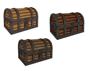 Tahta depolama sandığı. Beyaz arkaplanda tasarım için çizim..