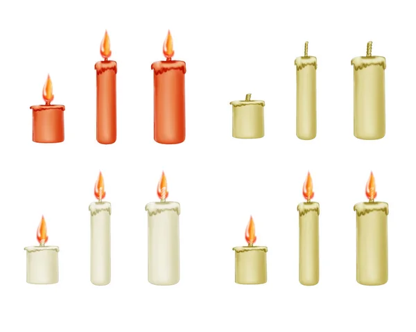 Wax Candle Various Variations Illustration Design White Background — Stock Photo, Image