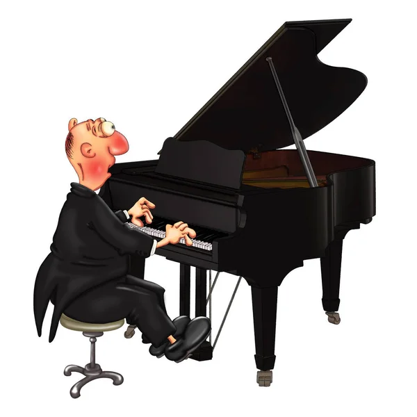 Пианист Пианино Иллюстрация Оформления Белом Фоне — стоковое фото