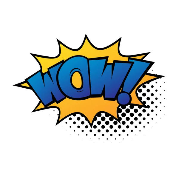 Comic lettering wow. Comic speech bubble with emotional text Wow. Vector bright dynamic cartoon illustration in retro pop art style isolated on white background. Comic text sound effects — Stok Vektör