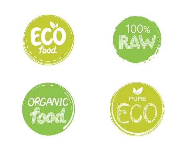 Emblema Signo Paquetes Productos Naturales Tiendas Alimentos Saludables Insignias Alimentos —  Fotos de Stock