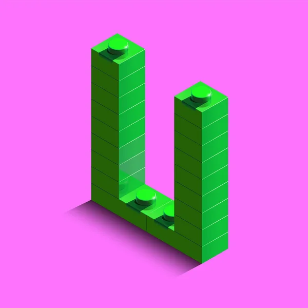 Realistischer Grüner Dreidimensionaler Isometrischer Buchstabe Des Alphabets Aus Konstrukteuren Von — Stockvektor
