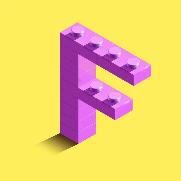 Ρεαλιστική Ροζ Ισομετρική Γράμμα Του Αλφαβήτου Από Τουβλάκια Lego Κατασκευαστή — Διανυσματικό Αρχείο