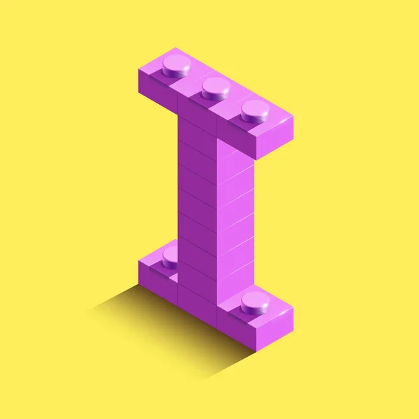 Gerçekçi pembe 3d izometrik harf ı Oluşturucu lego tuğla alfabenin. Pembe 3d izometrik plastik mektup lego yapı taşları. Lego harfler. 3D harfler