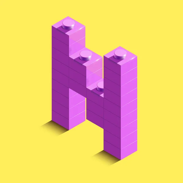 Ρεαλιστική Ροζ Ισομετρική Γράμμα Του Αλφαβήτου Από Τουβλάκια Lego Κατασκευαστή — Διανυσματικό Αρχείο