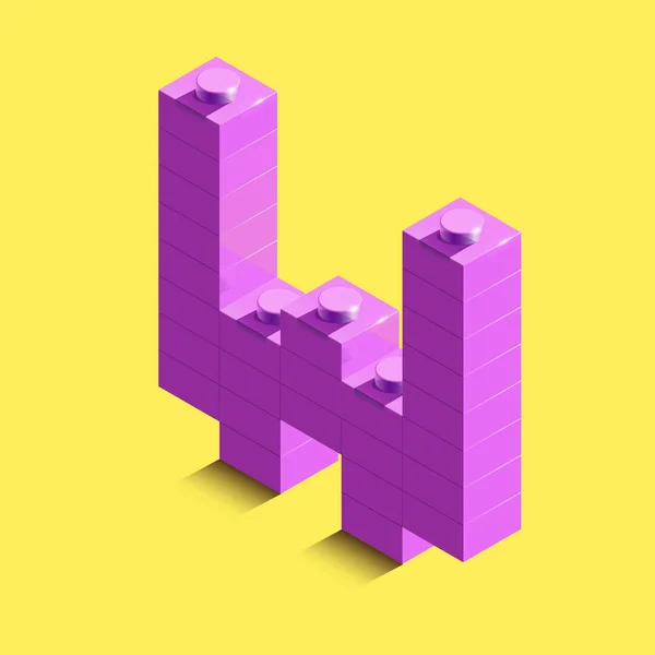 现实的粉红色3D 等距字母 的字母表从构造商乐高砖 粉红3D 等距塑料字母从乐高积木 乐高字母 — 图库矢量图片