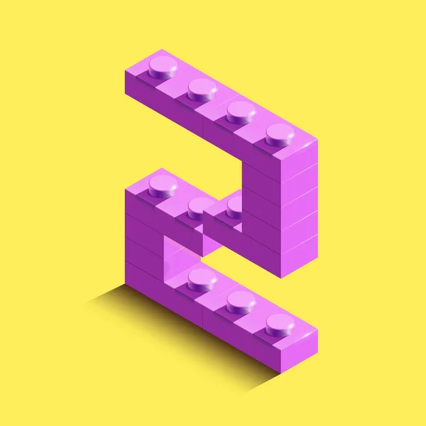 ピンク アイソ メトリックの現実的なコンス トラクター レゴブロックからアルファベットの を文字します ピンク 等尺性プラスチックからの手紙レゴのビルディング ブロック レゴの手紙 — ストックベクタ