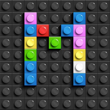 Renkli harfler M siyah lego lego tuğla binadan alfabe arka plan tuğla. Lego arka plan. 3D harfler