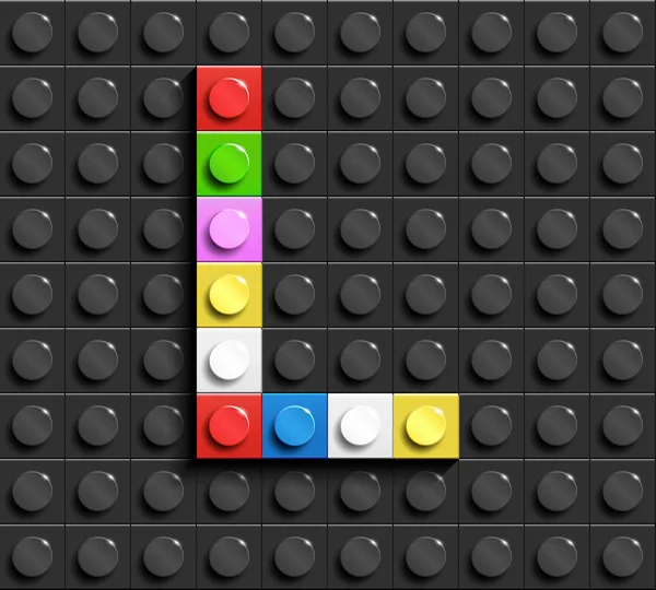 Renkli harfler L siyah lego lego tuğla binadan alfabe arka plan tuğla. Lego arka plan. 3D harfler
