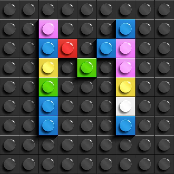 Renkli harfler M siyah lego lego tuğla binadan alfabe arka plan tuğla. Lego arka plan. 3D harfler