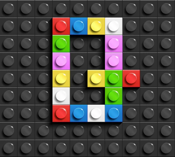 Renkli harfler Q siyah lego lego tuğla binadan alfabe arka plan tuğla. Lego arka plan. 3D harfler