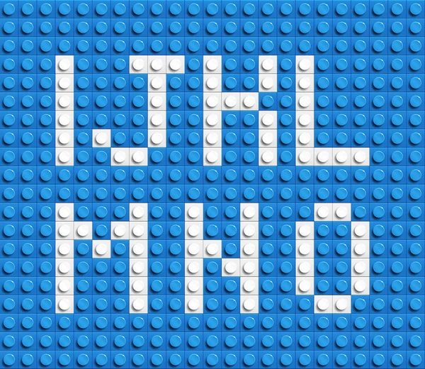 Witte Letters Van Het Alfabet Van Blauw Bouwen Legobakstenen Lego — Stockvector