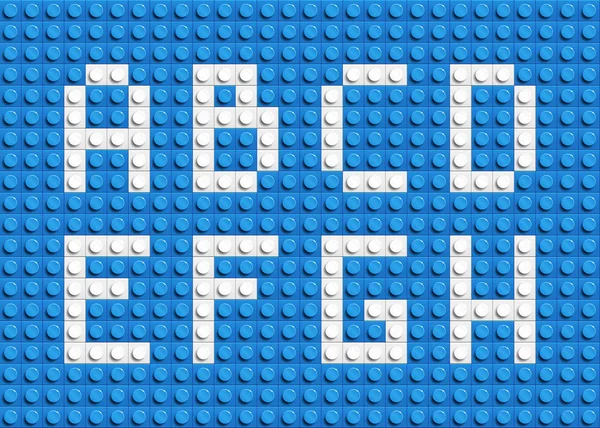 Witte Letters Van Het Alfabet Van Blauw Bouwen Legobakstenen Lego — Stockvector