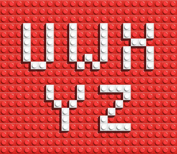 Witte Letters Van Het Alfabet Van Rode Gebouw Van Legobakstenen — Stockvector