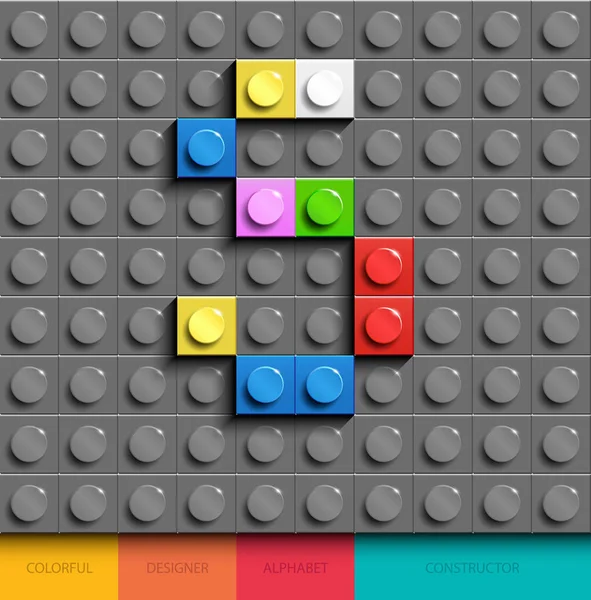 Arka plan gri lego lego tuğla binadan renkli S harfi. Lego mektup S. 3d lego harfler. alfabesine ait 3D açık lego harfler