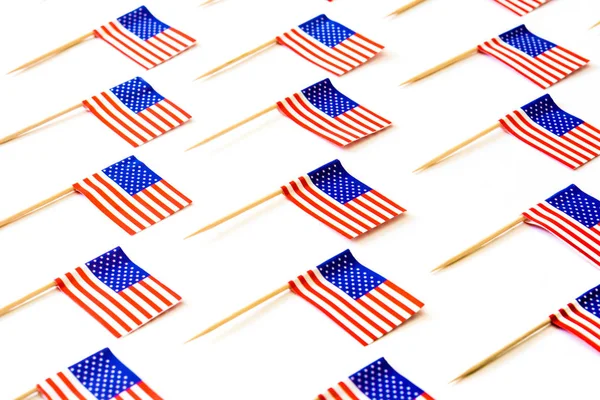 Usa Flags Pattern White Background — Stock Photo, Image