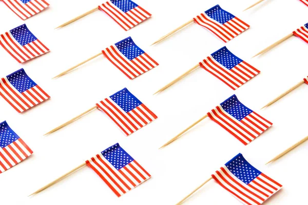 Usa Flags Pattern White Background — Stock Photo, Image