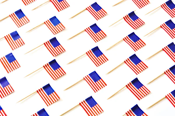 Usa Flags Pattern White Background — Stock Photo, Image