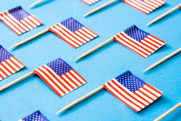 Usa Flags Pattern Blue Background — Stock Photo, Image