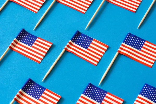 Usa Flags Pattern Blue Background — Stock Photo, Image