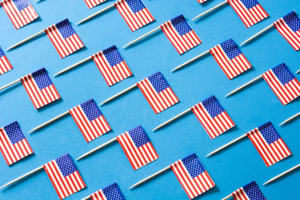 Usa Flags Pattern Blue Background — Stock Photo, Image