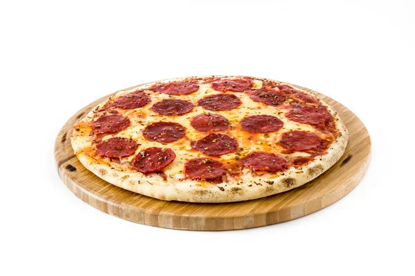 Heiße Italienische Pfefferoni Pizza Isoliert Auf Weißem Hintergrund — Stockfoto