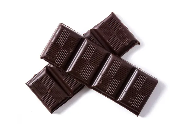 Barra Chocolate Isolada Sobre Fundo Branco Vista Superior — Fotografia de Stock