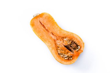 Butternut kabak beyaz arka plan üzerinde izole. Üstten görünüm