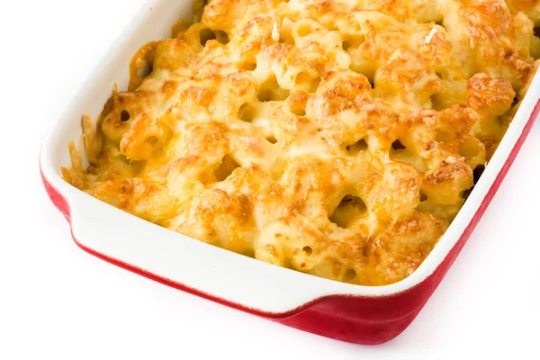 Tipik Amerikan makarna ve peynir beyaz arka plan üzerinde izole
