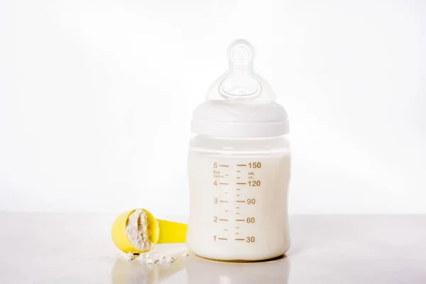 Baby Bottle Milk White Background — Stock Photo, Image