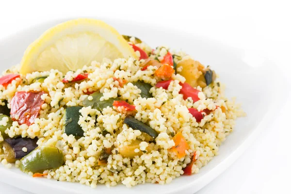 Couscous Con Verduras Aisladas Sobre Fondo Blanco —  Fotos de Stock