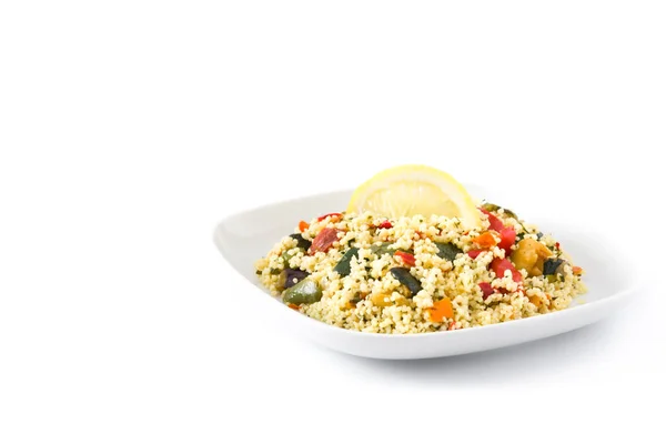 Couscous Con Verduras Aisladas Sobre Fondo Blanco Espacio Copia — Foto de Stock