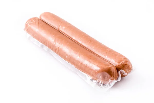 Raw Sausages Wrapped Isolated White Background — Stock Photo, Image