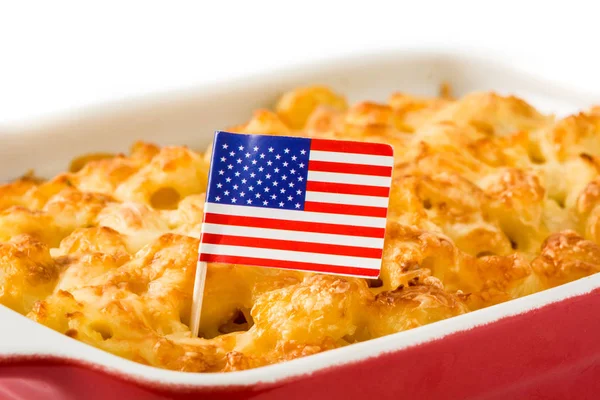 Typical American Macaroni Cheese Isolated White Background — Stock Photo, Image