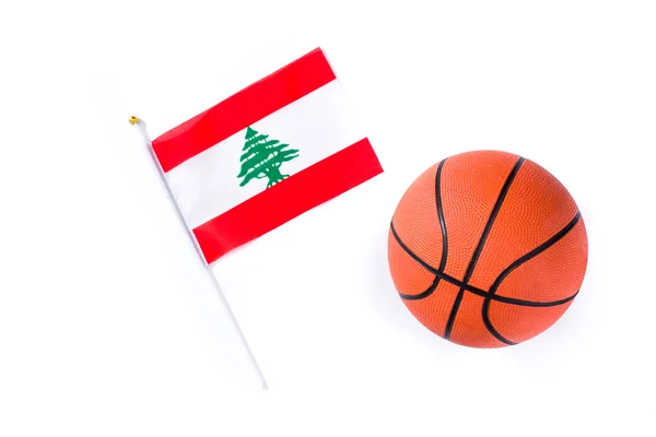 Bendera Lebanon Dan Basket Terisolasi Pada Latar Belakang Putih — Stok Foto